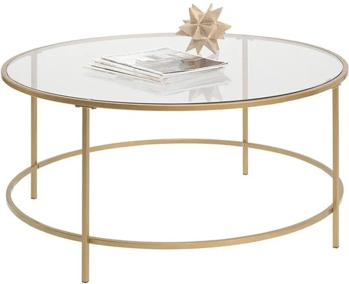 Sauder® International Lux® Glass Top Round Coffee Table with  Satin Gold Frame 