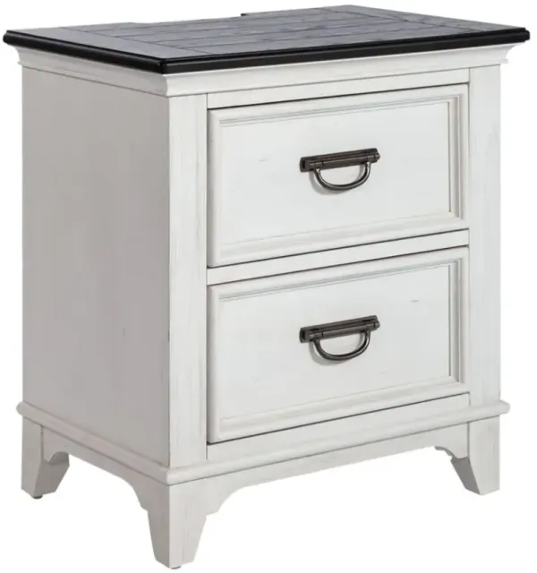 Liberty Furniture Allyson Park Charcoal/Wirebrushed White Nightstand with Charging Station  