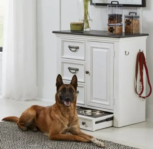 Liberty Furniture Allyson Park Charcoal/Wirebrushed White Pet Feeder