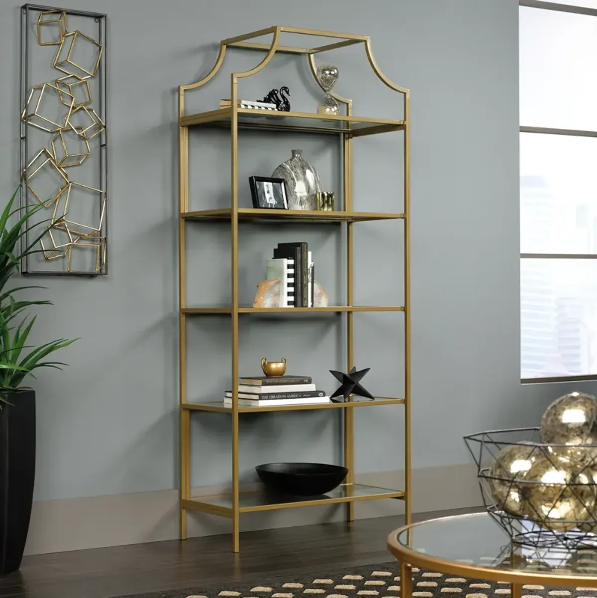 Sauder® International Lux® Satin Gold Bookcase