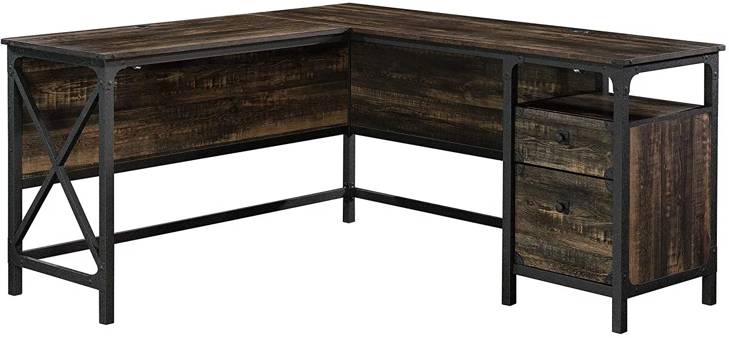 Sauder® Steel River® Carbon Oak® L-Shaped Desk