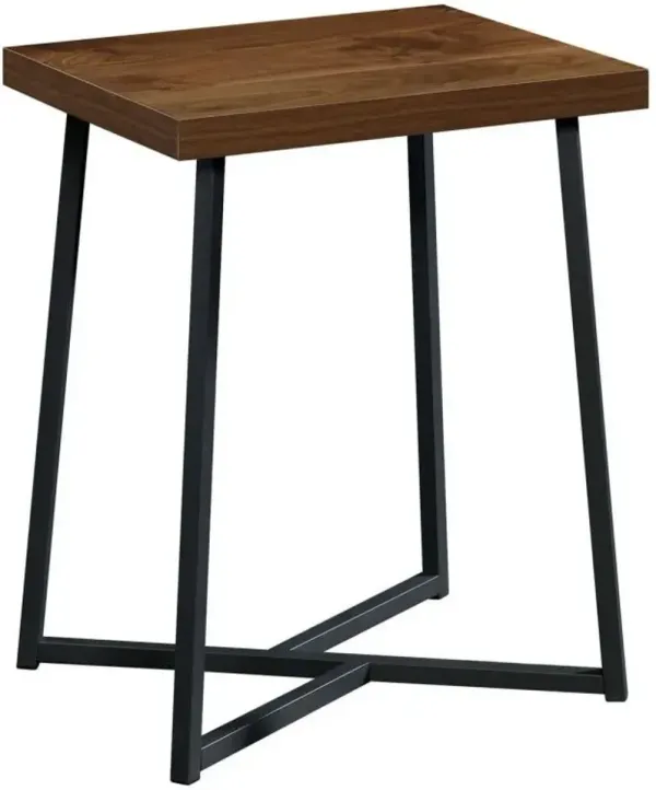 Sauder® Canton Lane® Grand Walnut® Side Table with Black Metal Base 