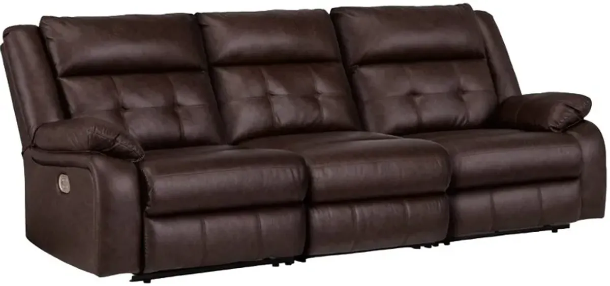 Signature Design by Ashley® Punch Up 3-Piece Walnut Power Reclining Sectional Sofa