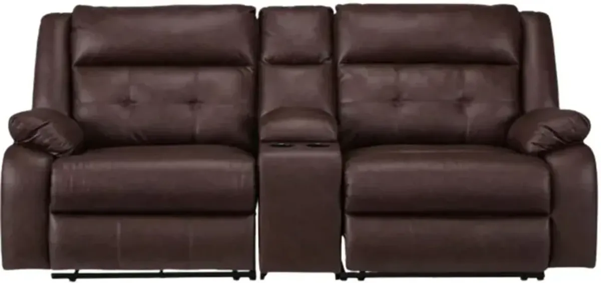 Signature Design by Ashley® Punch Up 3-Piece Walnut Power Reclining Sectional Loveseat with Console