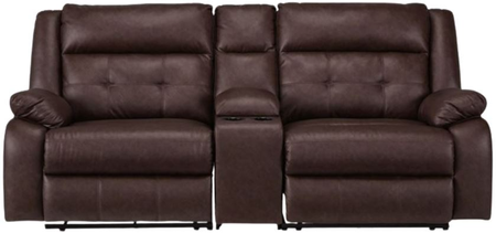 Signature Design by Ashley® Punch Up 3-Piece Walnut Power Reclining Sectional Loveseat with Console