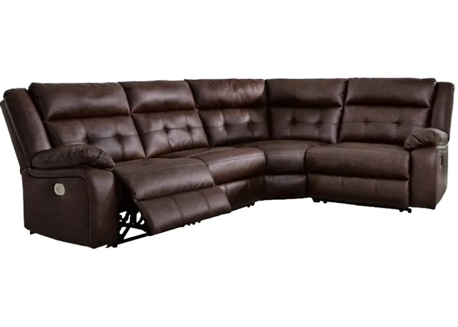 Signature Design by Ashley® Punch Up 4-Piece Walnut Power Reclining Sectional