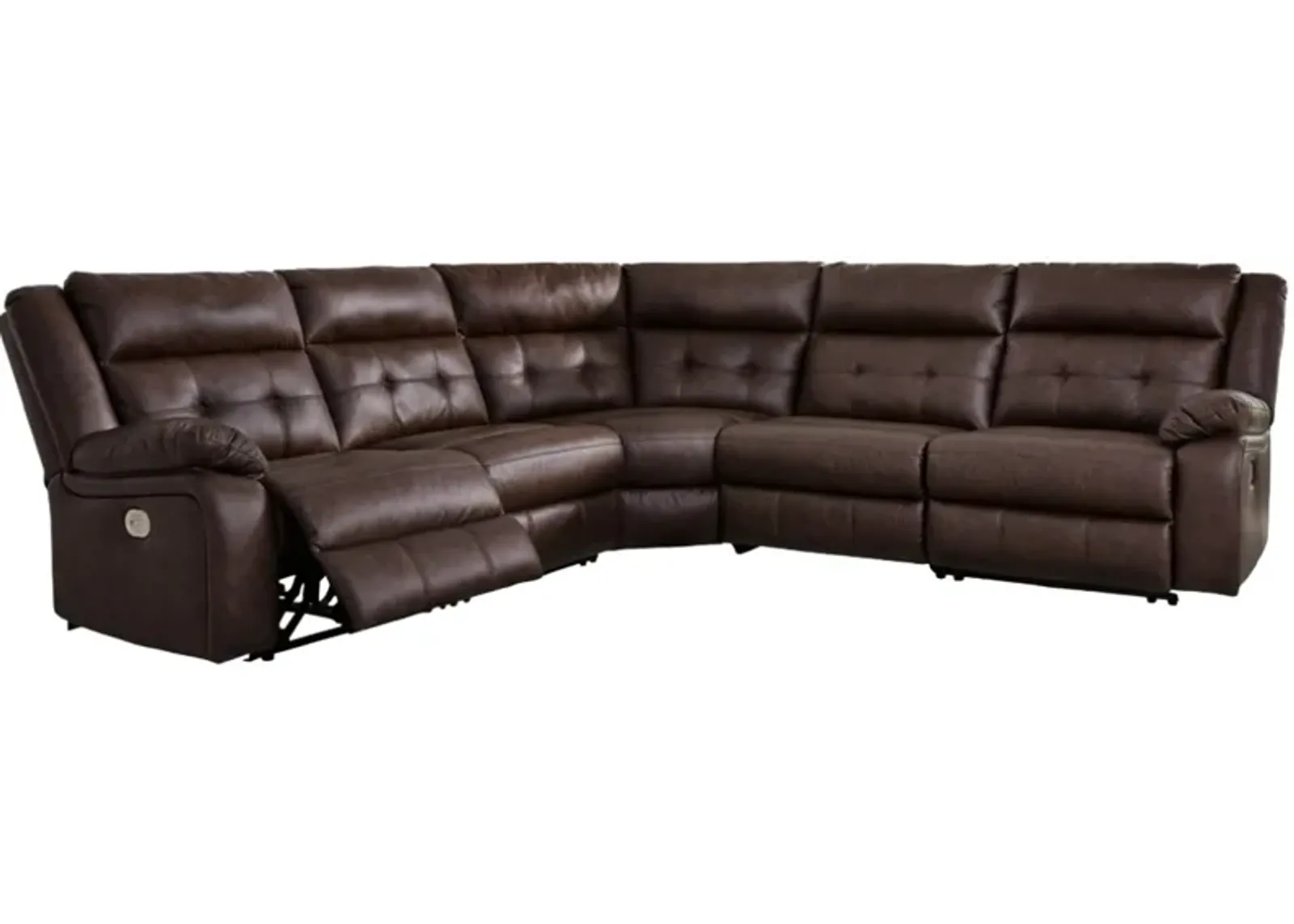 Signature Design by Ashley® Punch Up 5-Piece Walnut Power Reclining Sectional