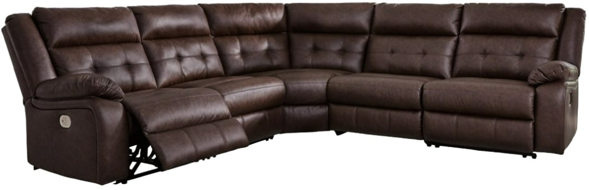 Signature Design by Ashley® Punch Up 5-Piece Walnut Power Reclining Sectional