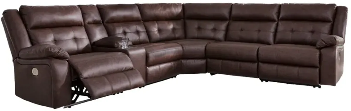 Signature Design by Ashley® Punch Up 6-Piece Walnut Power Reclining Sectional