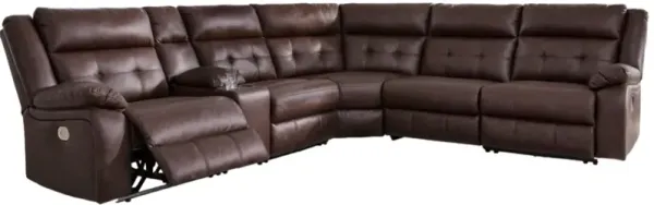 Signature Design by Ashley® Punch Up 6-Piece Walnut Power Reclining Sectional