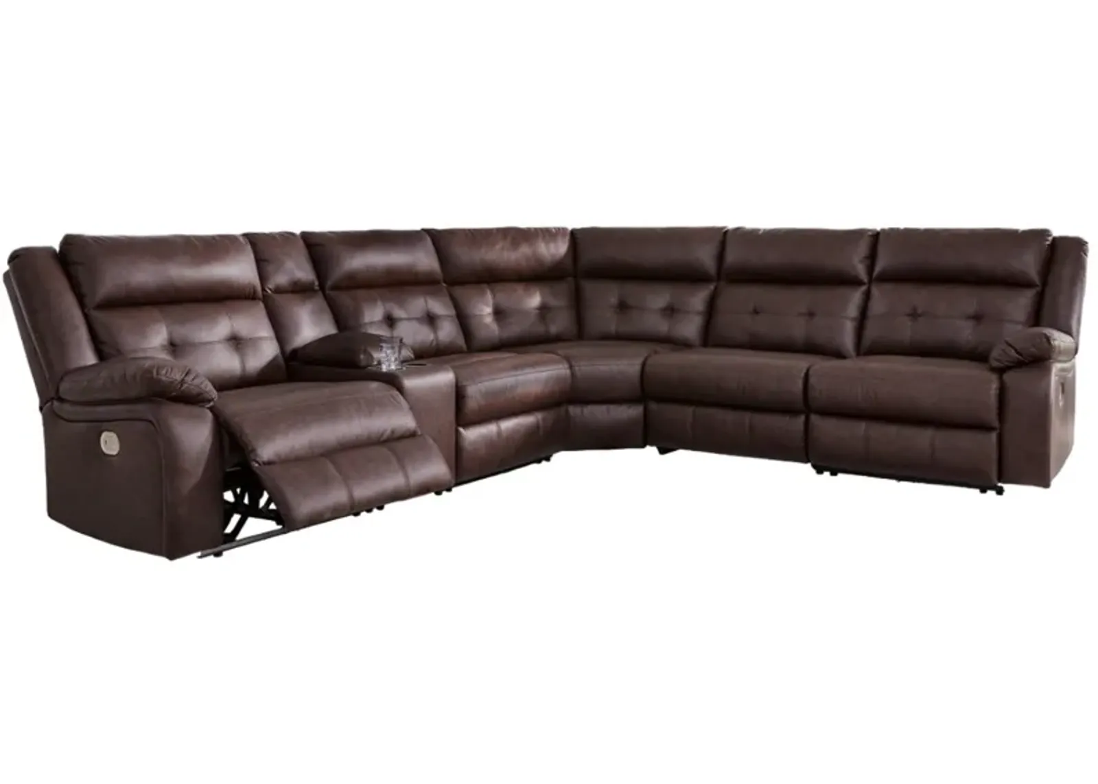 Signature Design by Ashley® Punch Up 6-Piece Walnut Power Reclining Sectional