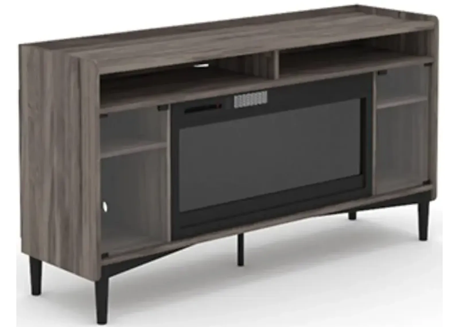 Sauder® Harvey Park® Jet Acacia® Fireplace TV Credenza with Glass Doors