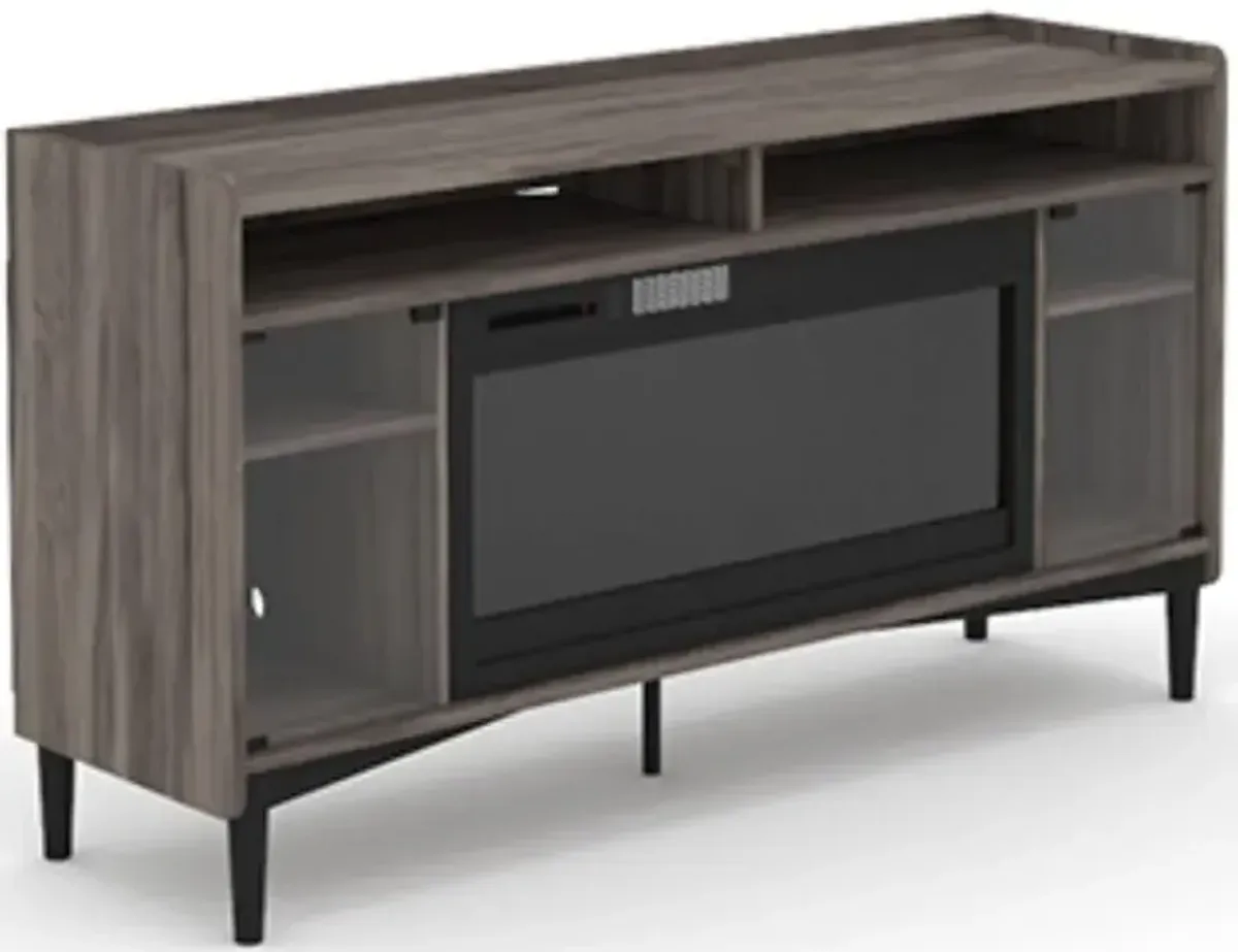 Sauder® Harvey Park® Jet Acacia® Fireplace TV Credenza with Glass Doors