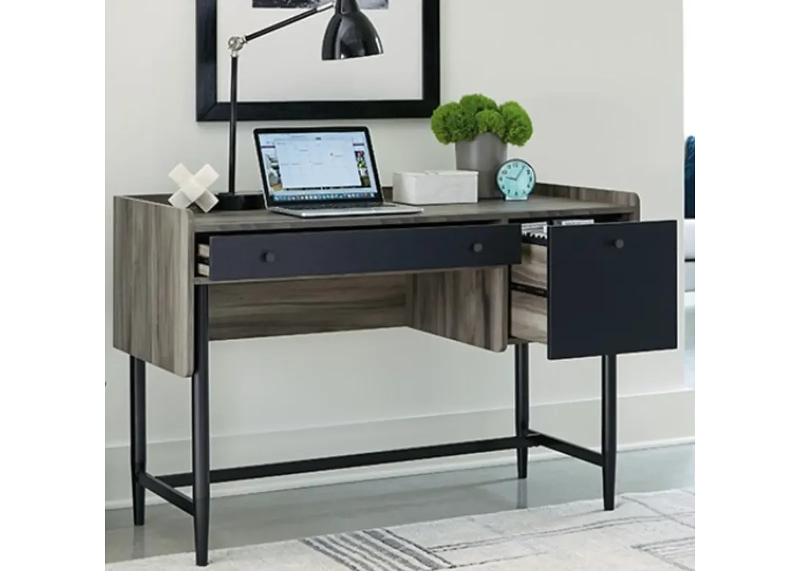 Sauder® Harvey Park® Jet Acacia® Office Desk with Storage