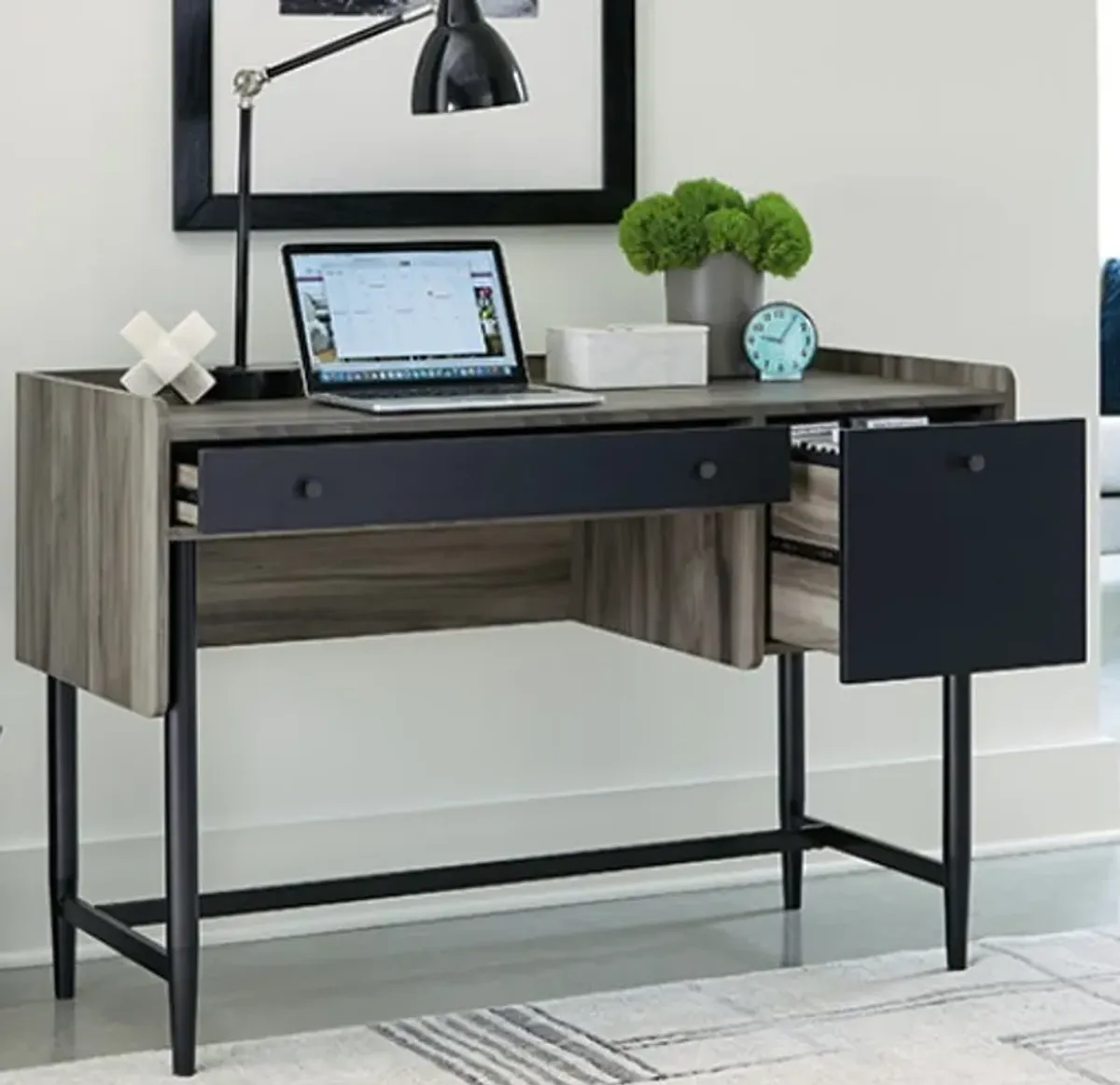 Sauder® Harvey Park® Jet Acacia® Office Desk with Storage