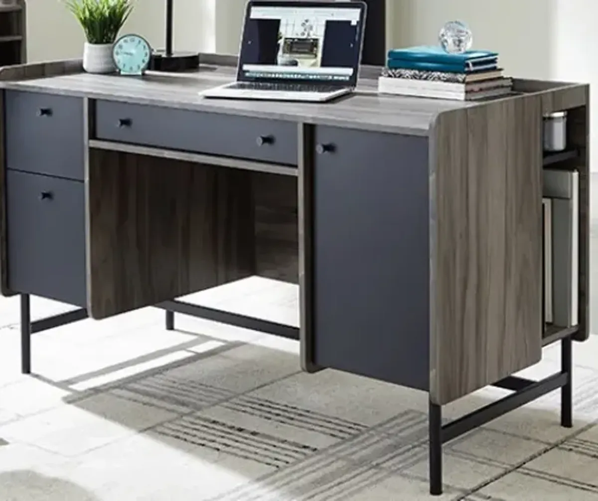 Sauder® Harvey Park® Jet Acacia® Double Pedestal Office Desk with Storage