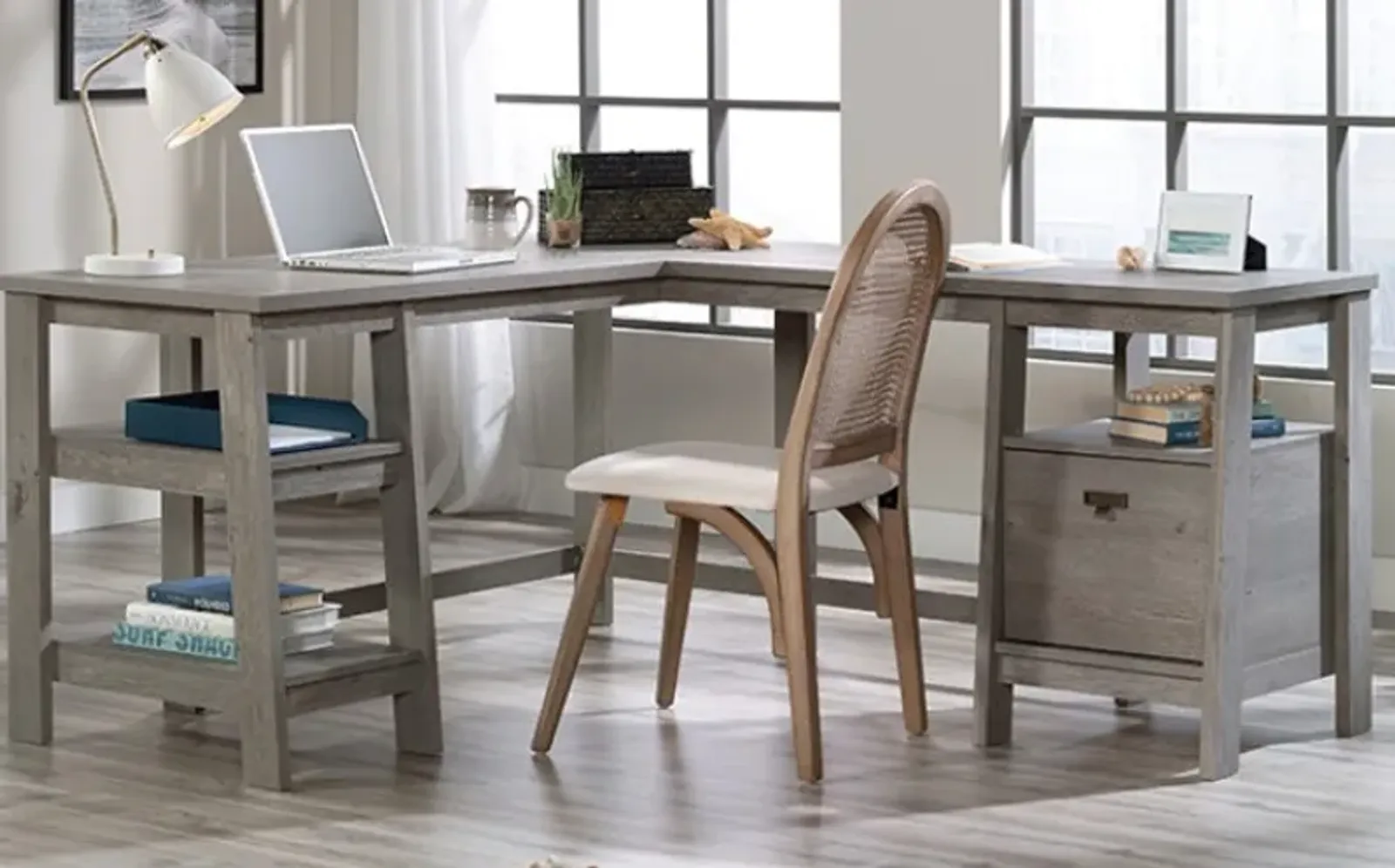 Sauder® Trestle® Mystic Oak® L-Shaped Desk