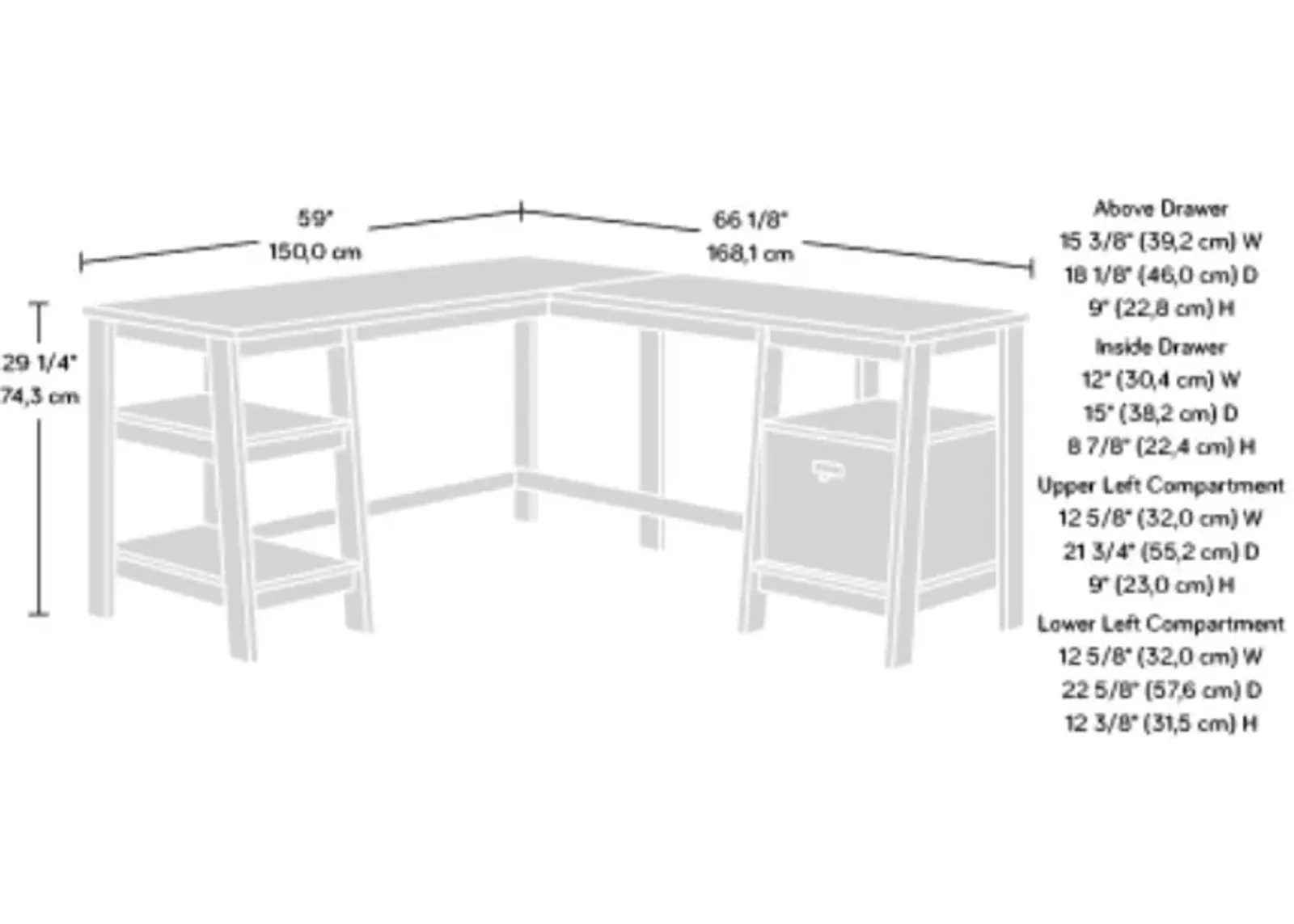 Sauder® Trestle® Chalked Chestnut® L-Shaped Desk