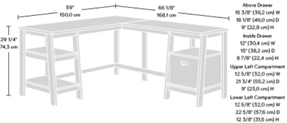 Sauder® Trestle® Chalked Chestnut® L-Shaped Desk