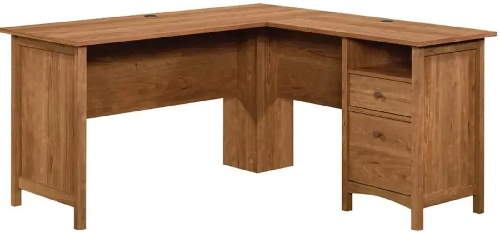 Sauder® Union Plain® Prairie Cherry® Shaker Style L-Shaped Desk with File Drawer