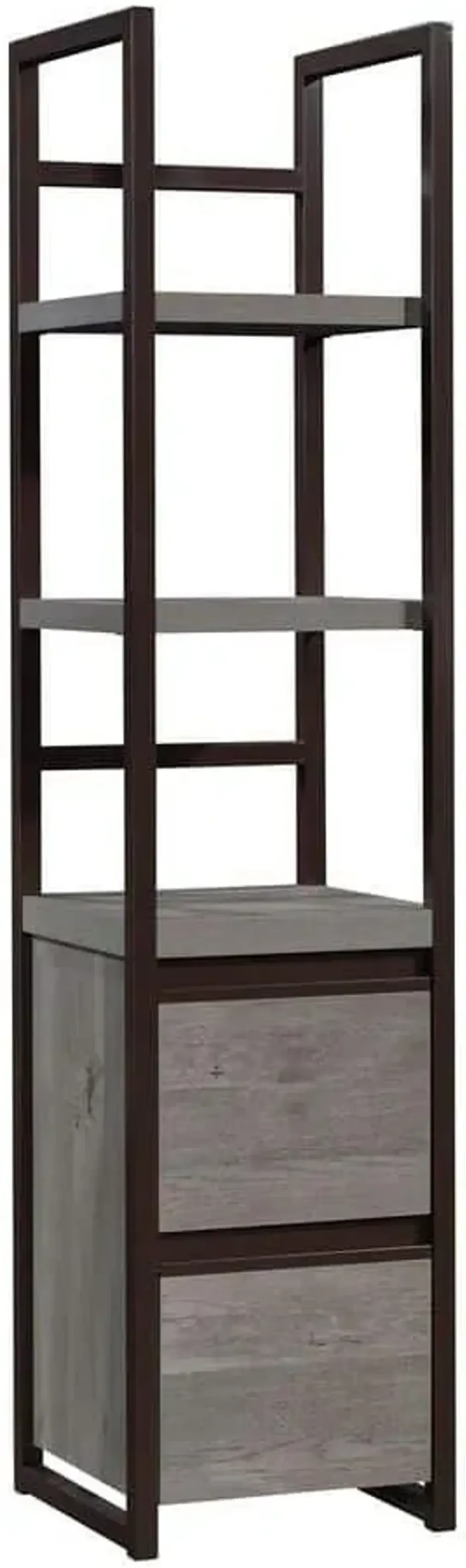 Sauder® Manhattan Gate® Dark Brown/Light Gray/Mystic Oak® 2-Shelf Narrow Bookcase