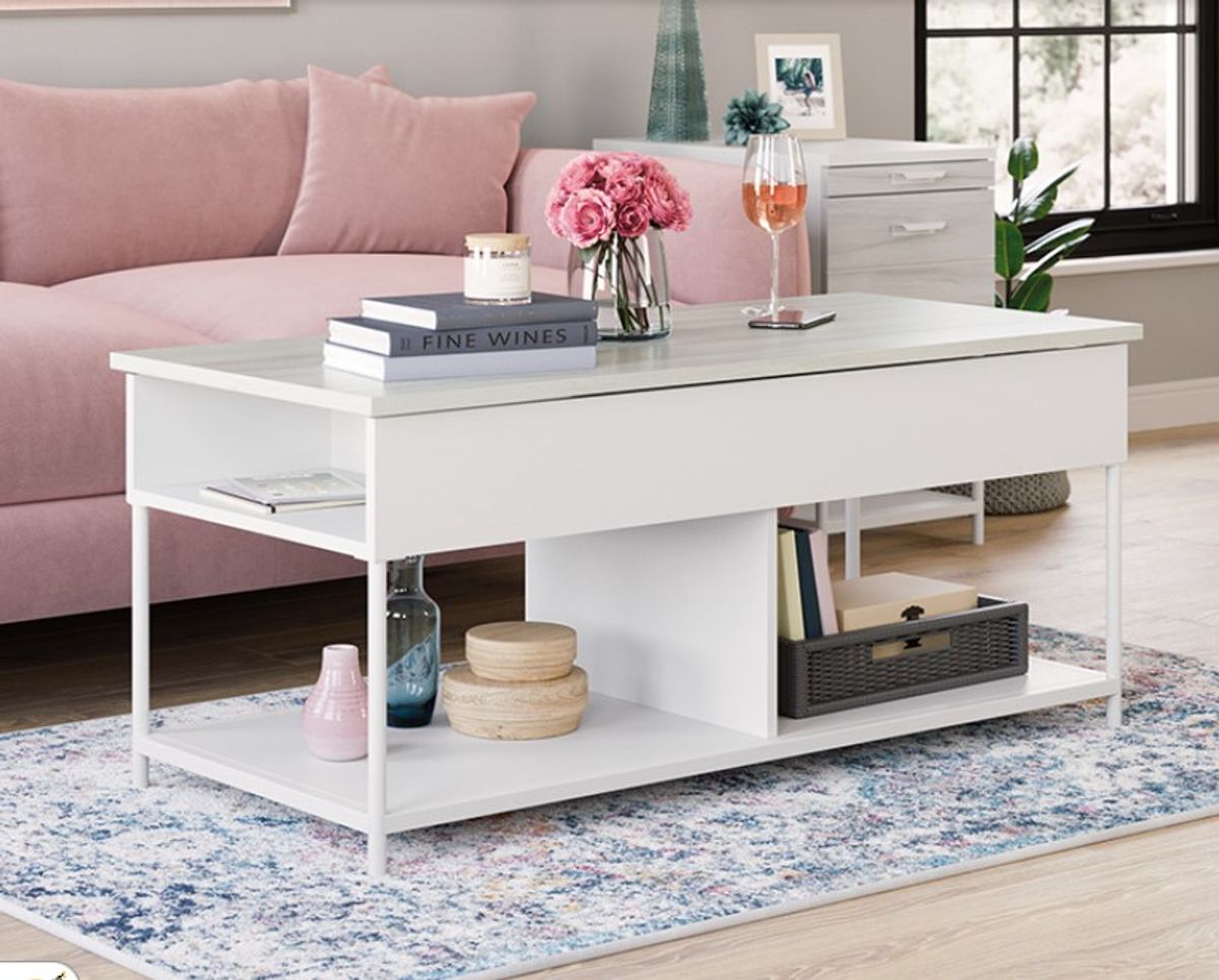 Sauder® Boulevard Café White Lift-Top Coffee Table with Open Shelves