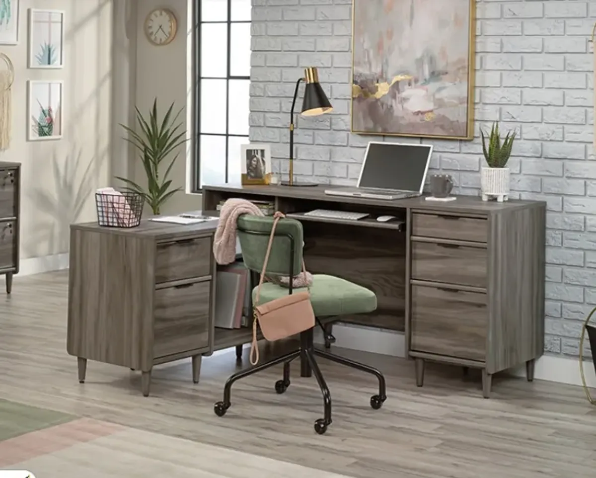 Sauder® Clifford Place® Jet Acacia® L-Shaped Desk with Storage