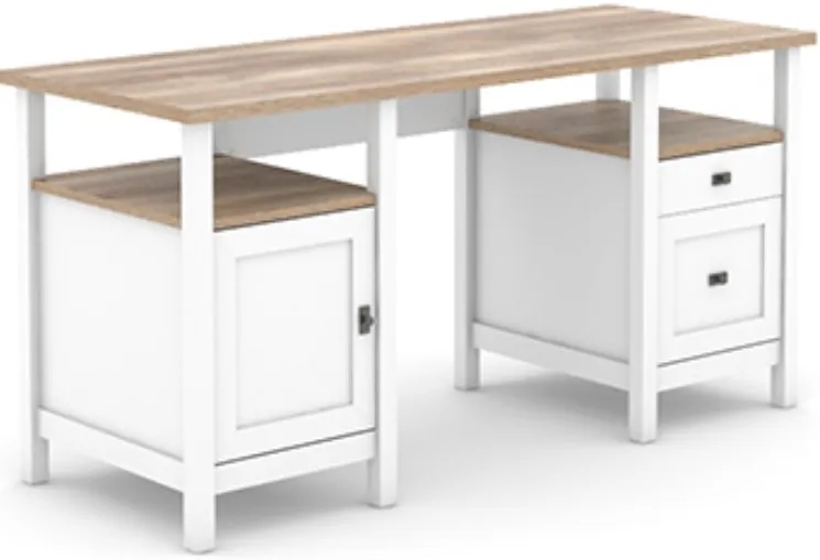 Sauder® Cottage Road® Brown/White Double Pedestal Desk