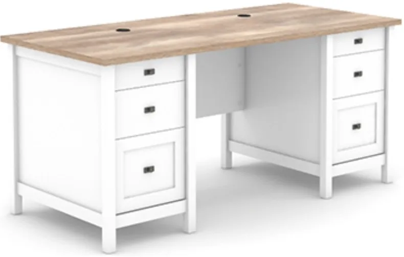 Sauder® Cottage Road® Brown/White Executive Pedestal Desk
