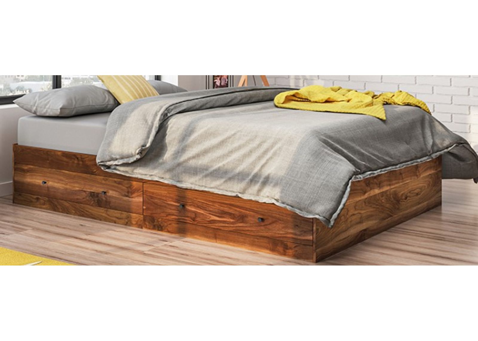 Sauder® Harvey Park® Grand Walnut® Queen Storage Platform Bed