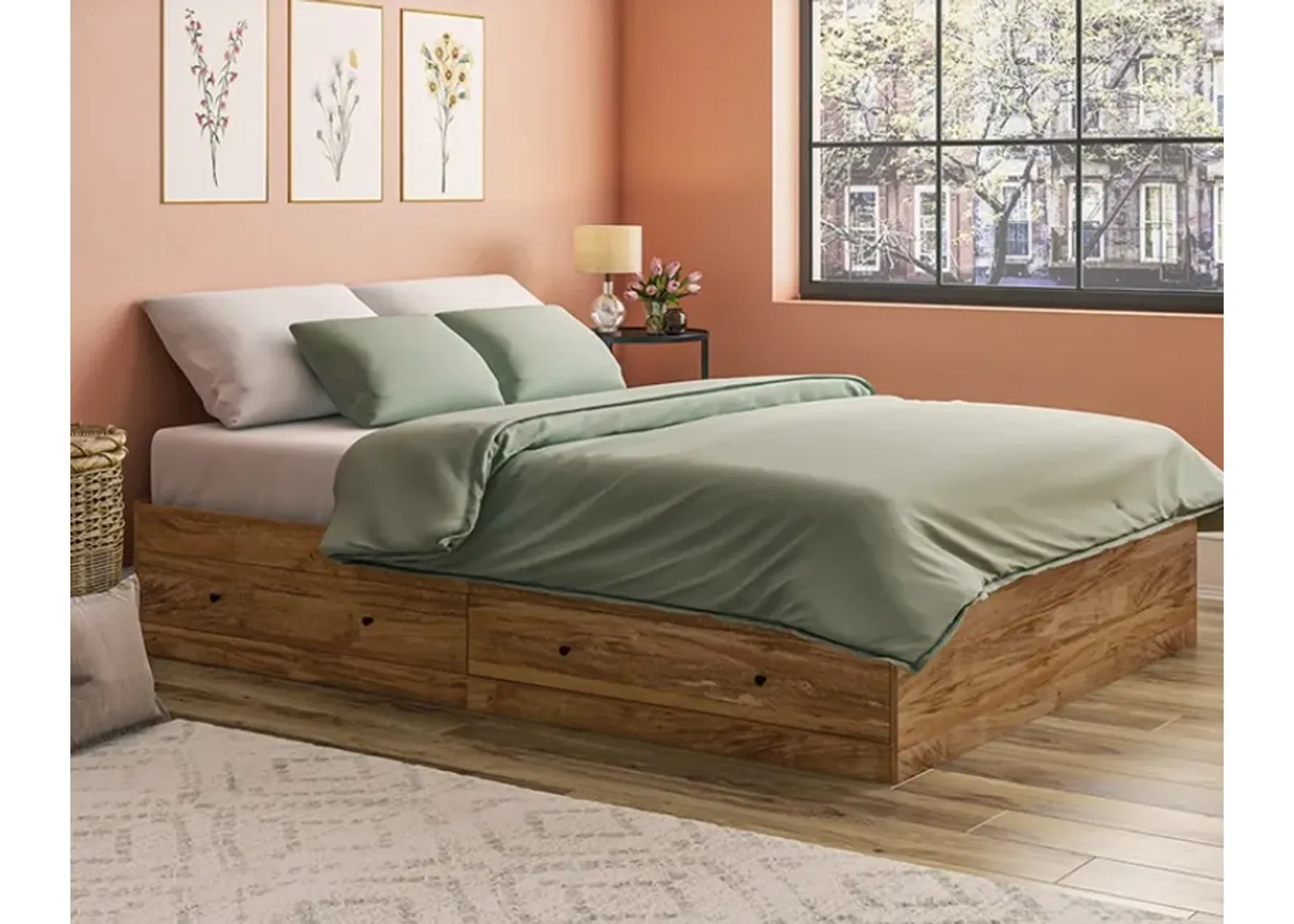 Sauder® Harvey Park® Sindoori Mango® Queen Storage Platform Bed