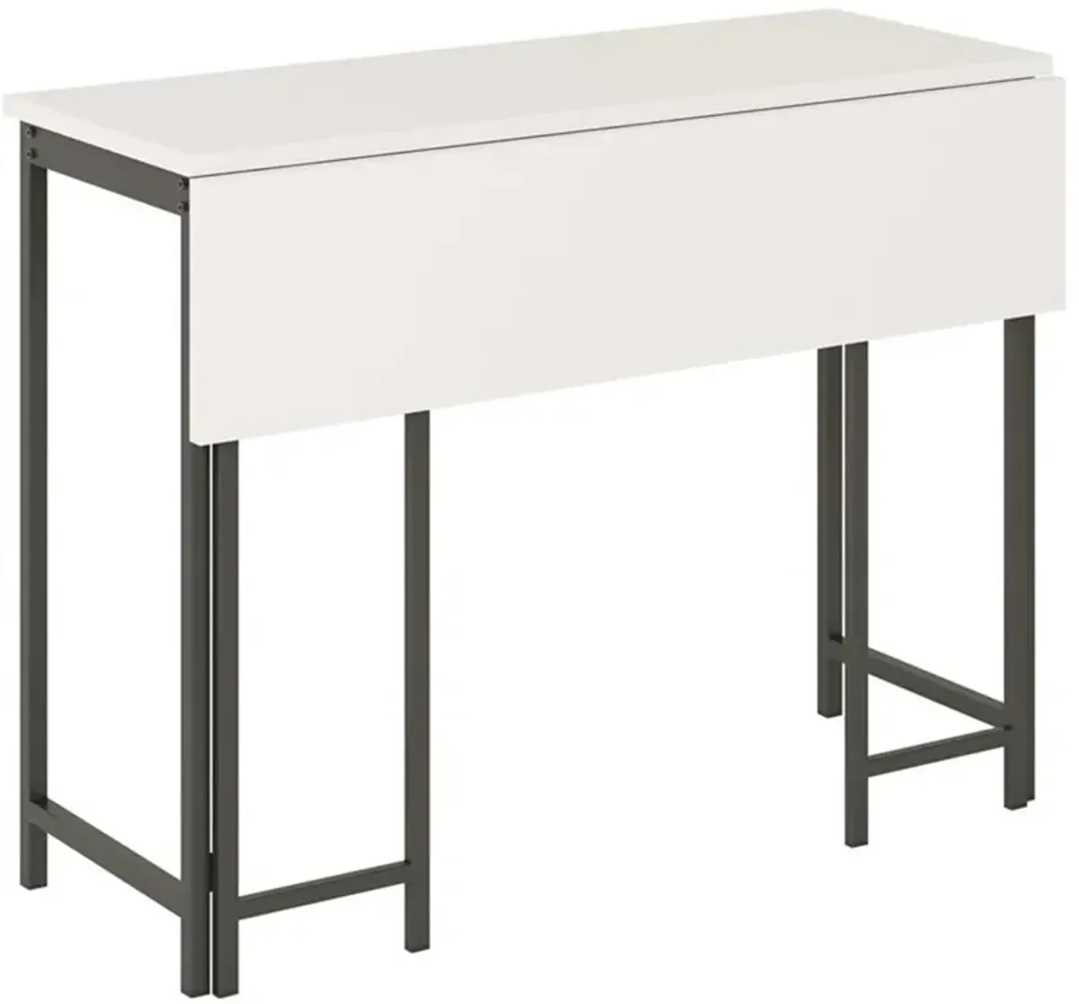 Sauder® North Avenue® White Modern Drop Leaf Dining Table with Gunmetal Legs 