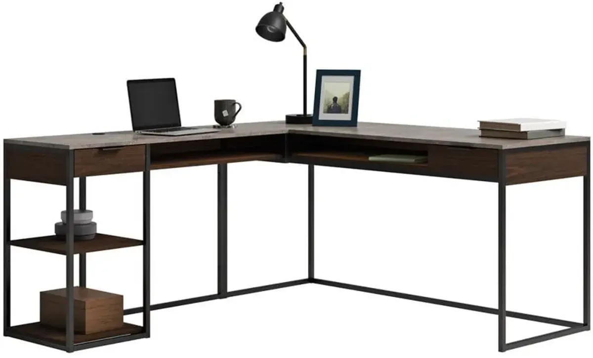 Sauder® International Lux® Umber Wood® L-Shaped Desk