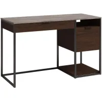 Sauder® International Lux® Black/Umber Wood® Single Pedestal Desk