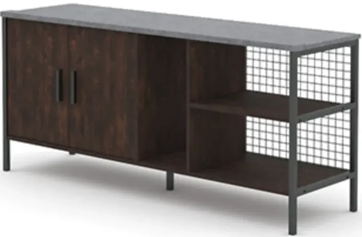 Sauder® Market Commons® Rich Walnut/Slate Gray TV Credenza