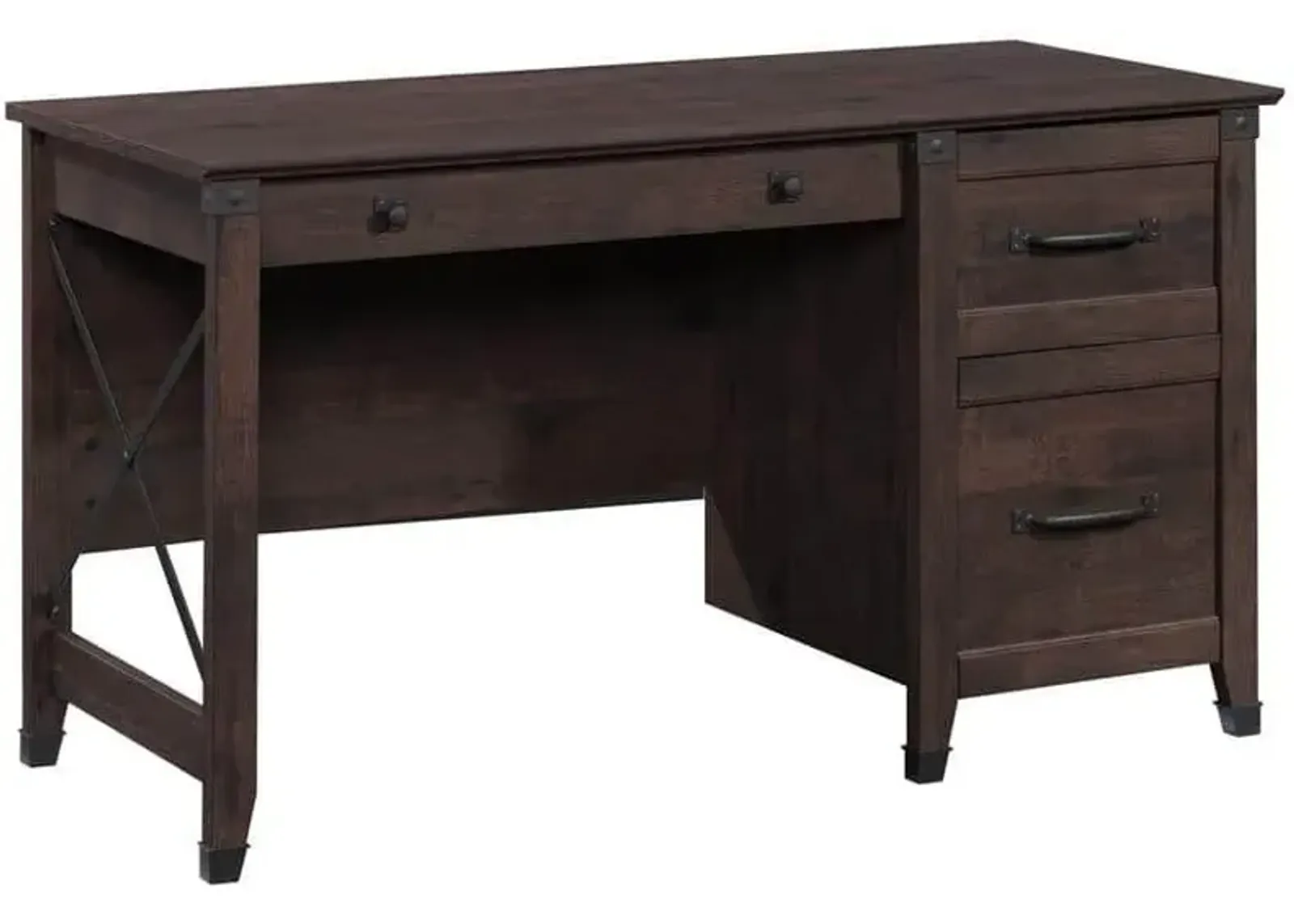 Sauder® Carson Forge® Coffee Oak® Single Pedestal Desk