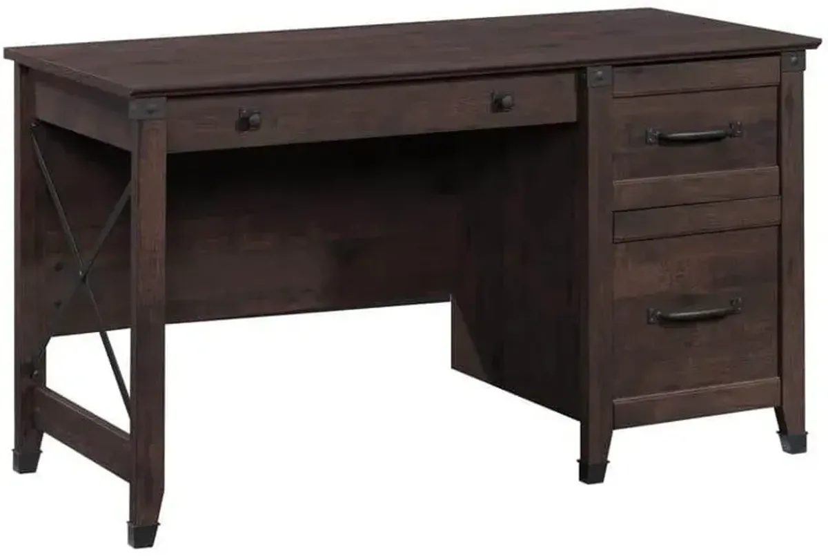 Sauder® Carson Forge® Coffee Oak® Single Pedestal Desk