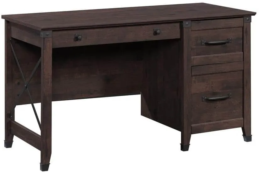 Sauder® Carson Forge® Coffee Oak® Single Pedestal Desk