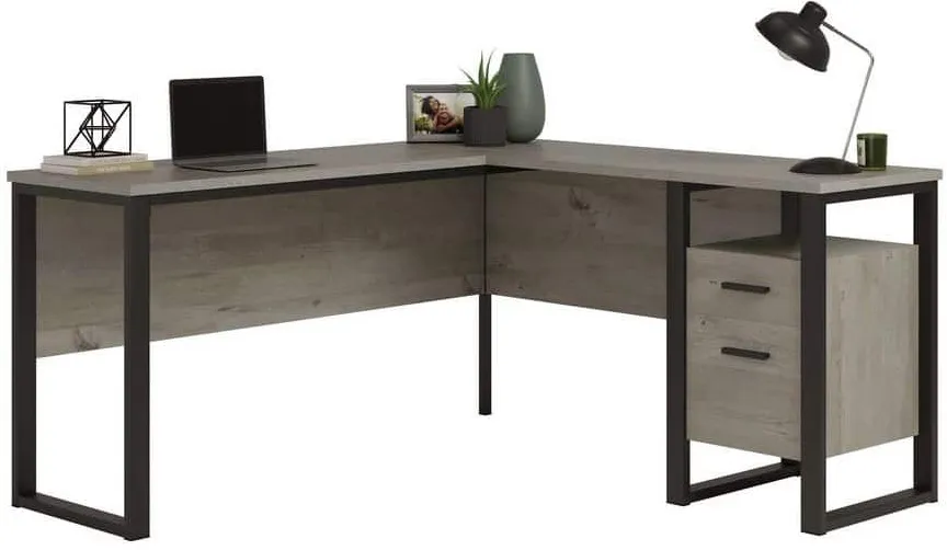 Sauder® Rock Glen® Black/Mystic Oak® L-Shaped Office Computer Desk