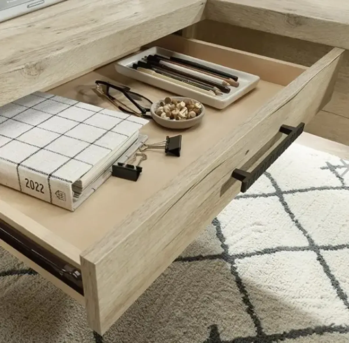 Sauder® Pacific View® Prime Oak® L- Shaped Home Office Desk
