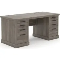 Sauder® Aspen Post® Pebble Pine® Double Pedestal Executive Desk