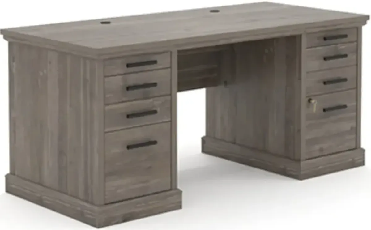 Sauder® Aspen Post® Pebble Pine® Double Pedestal Executive Desk