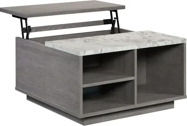 Sauder® East Rock® Faux White Marble Lift-Top Coffee Table with  Ashen Oak Base 
