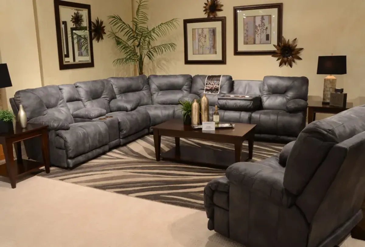iAmerica Odyssey Slate Lay Flat Reclining Console Loveseat