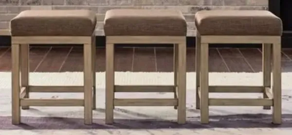 Liberty Furniture Sun Valley 3 Piece Light Brown Upholstered Console Stools - Set of 2