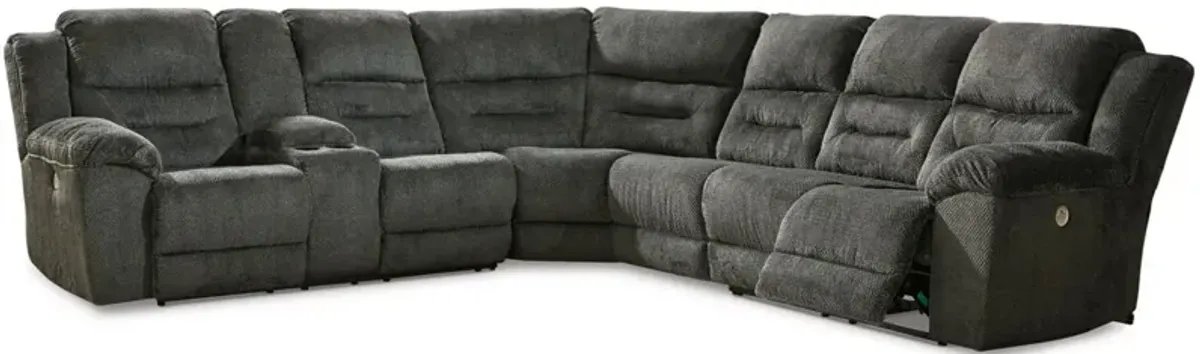 Signature Design by Ashley® Nettington 4-Piece Smoke Left-Arm Facing Power Reclining Sectional with Console