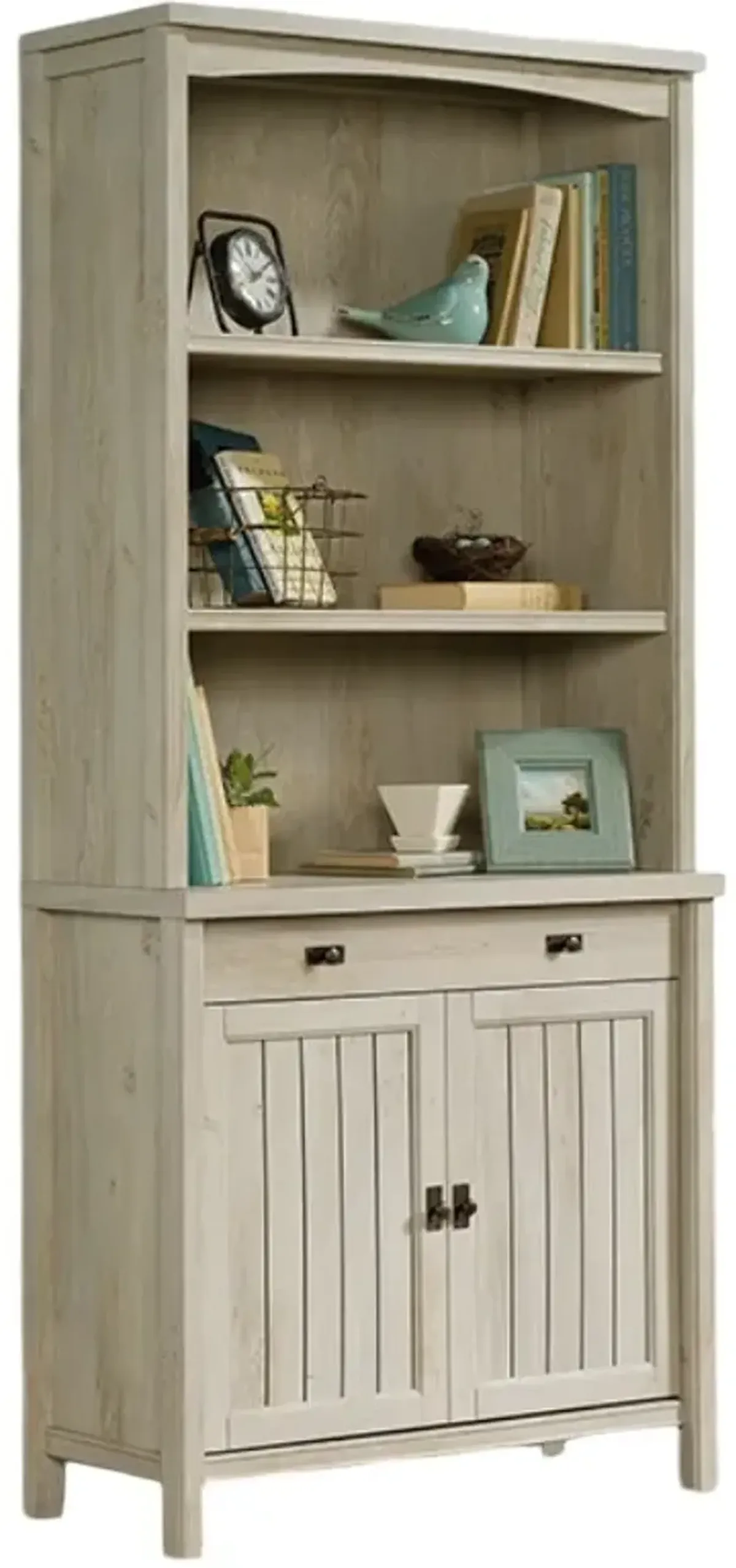 Sauder® Costa Chalked Chestnut® Library Base Cabinet with Hutch