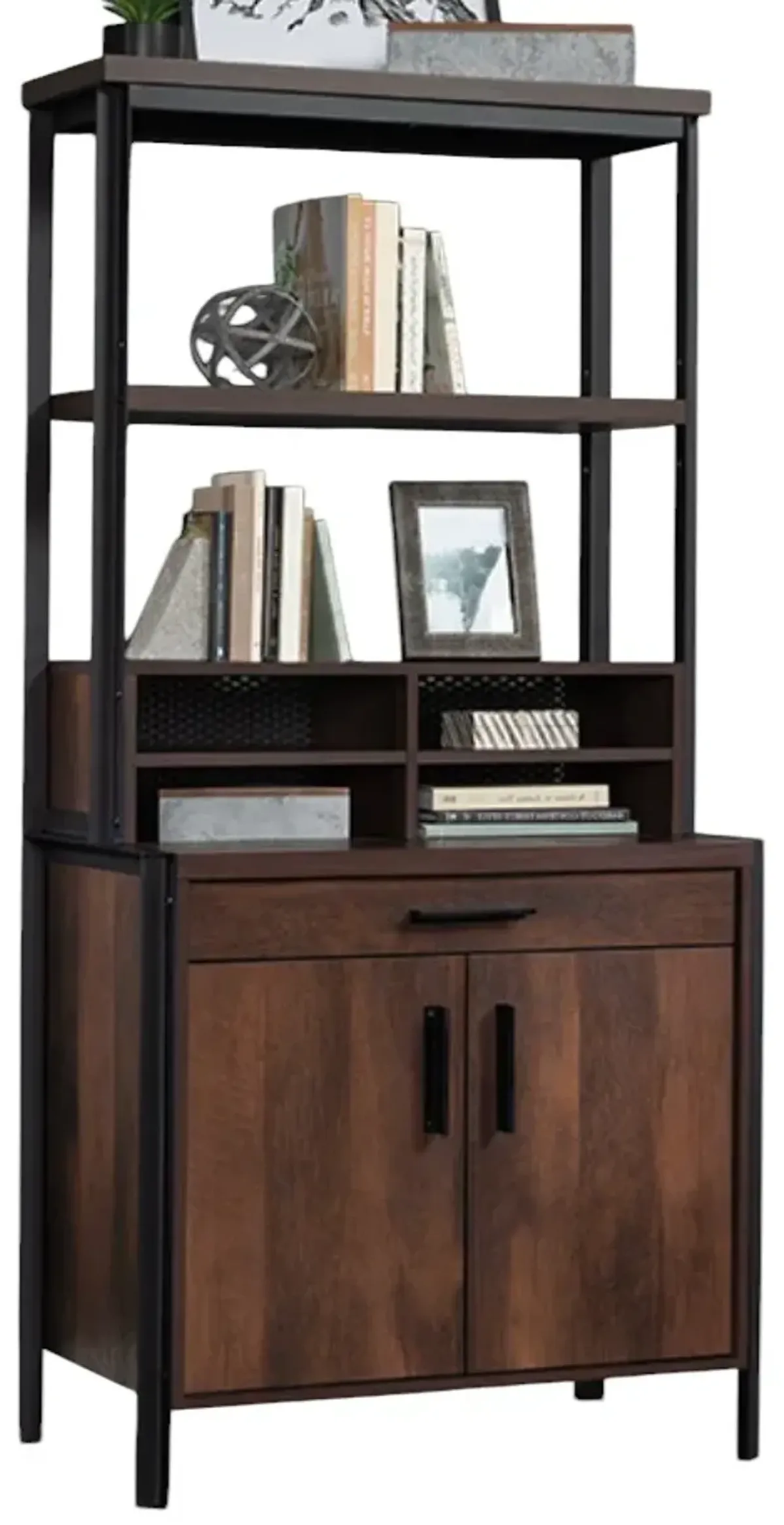 Sauder® Briarbrook® Barrel Oak® Library Base Cabinet with Hutch