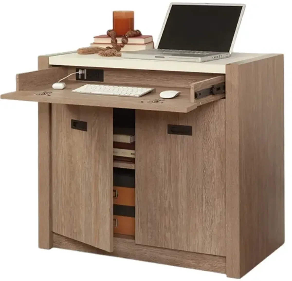 Sauder® Dixon City® Brushed Oak Base Cabinet and Library Hutch