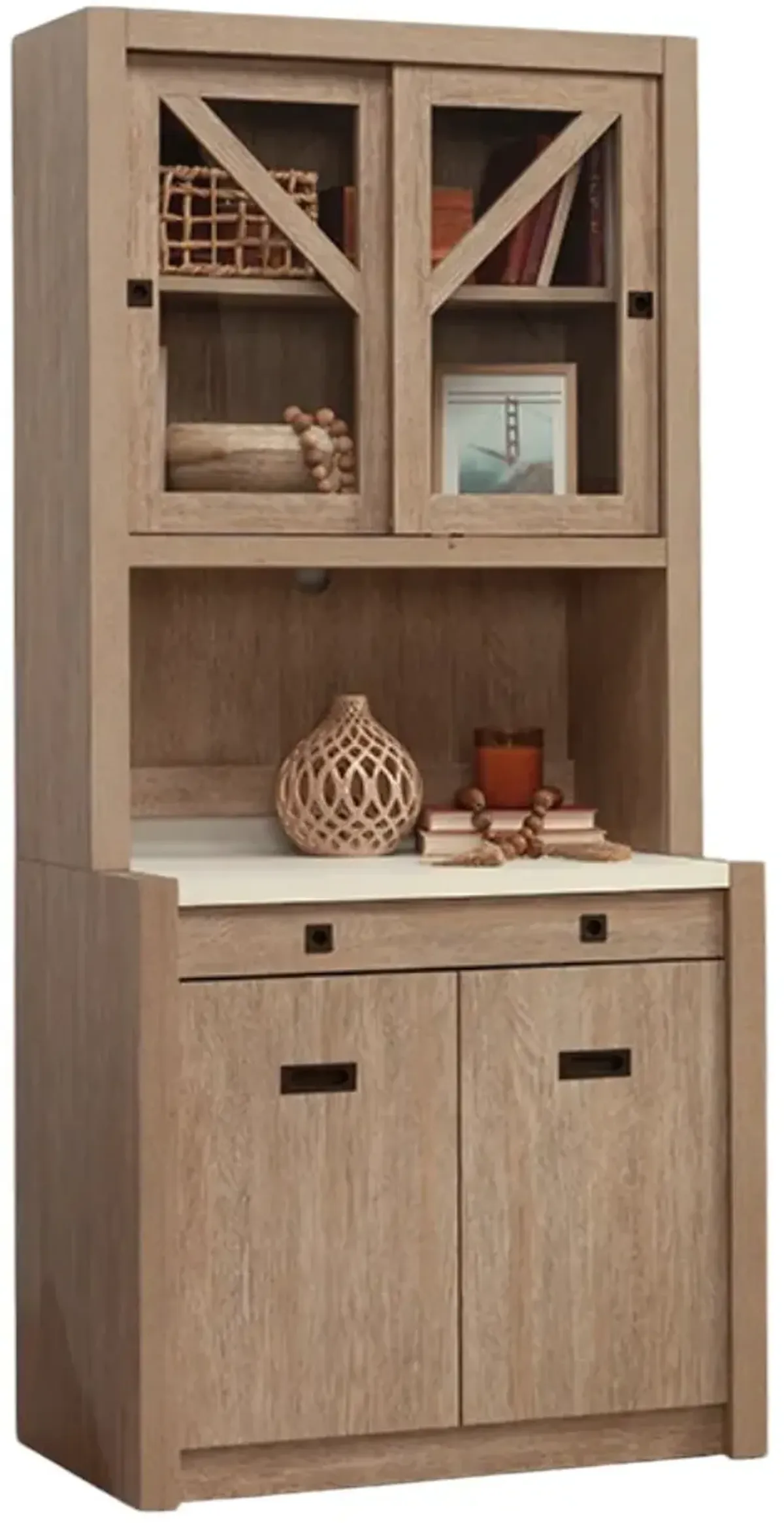 Sauder® Dixon City® Brushed Oak Base Cabinet and Library Hutch